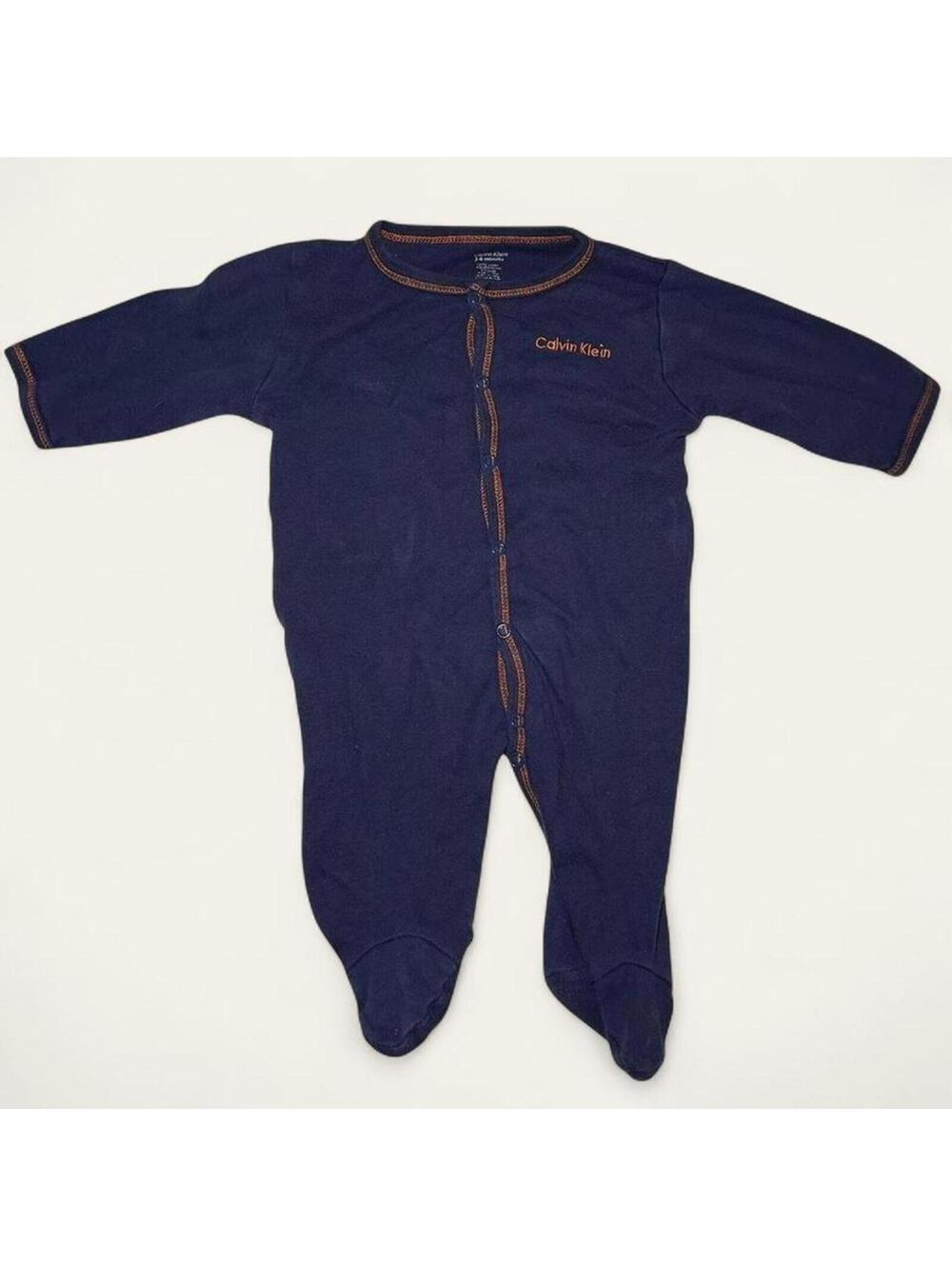 Calvin Klein Baby Orange and Blue Button Up Onesie Size 3-6 Months
